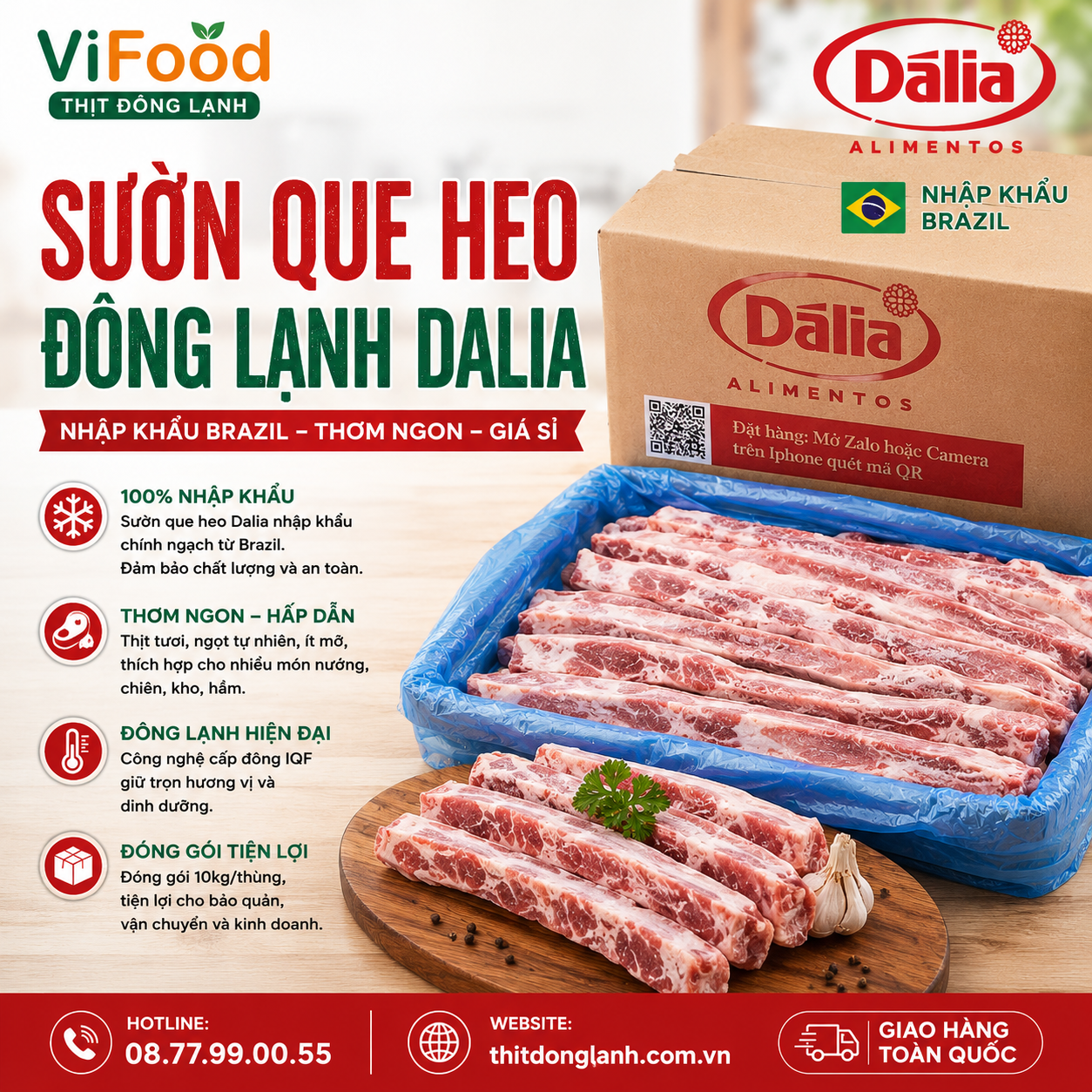 Sườn Que Heo Đông Lạnh Dalia Giá Sỉ
